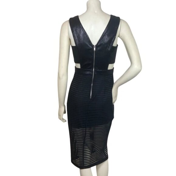 NWT Mustard Seed Cut Out Black Sequin Sheer Panel Midi Dress size Small - Picture 7 of 9